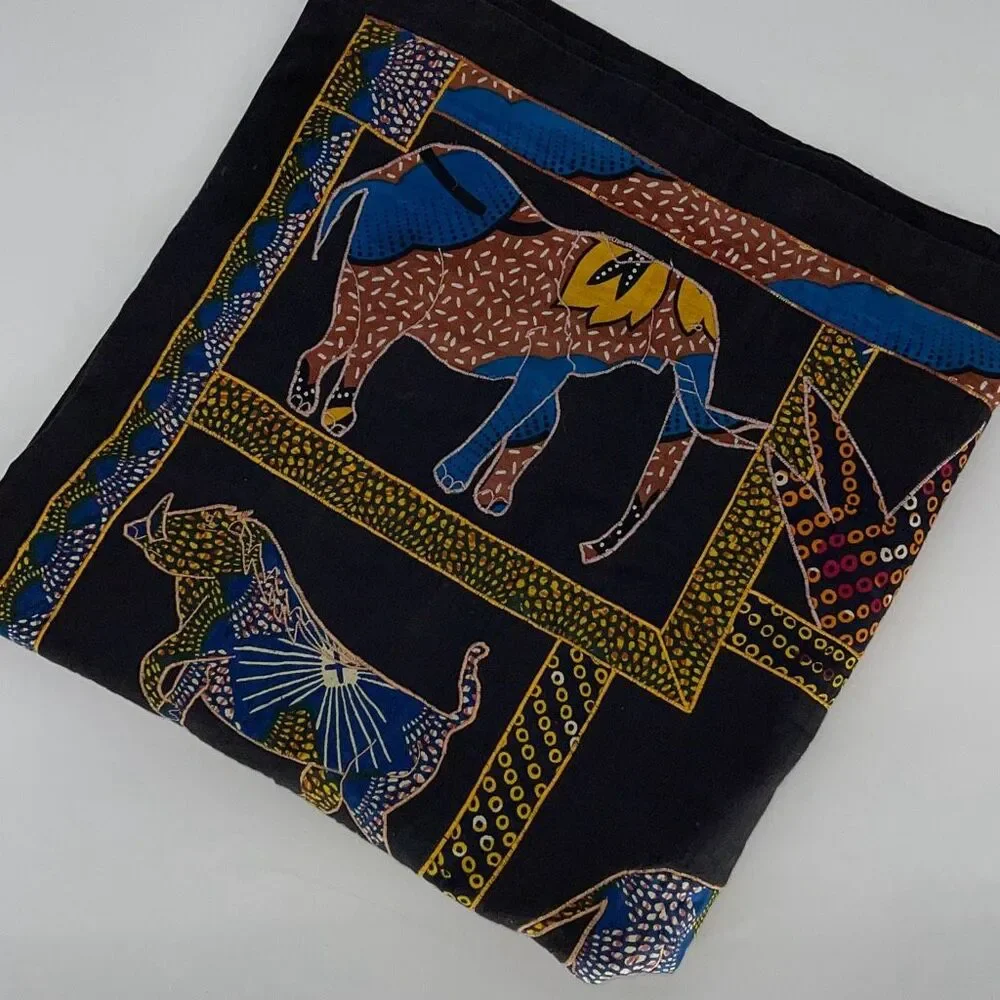 Animal Print Pillow Cover Case Blanket‎ Black Gold Cotton Size 33”x33”